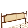 thumbnail image 5 of King Size Pine Wood Bed with Rattan Headboard & Footboard – Solid Wood Platform Bed with Central Support & Underbed Storage (Walnut Finish), 5 of 12