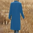 thumbnail image 6 of Oksale Velvet Trench Coat for Women Casual Open Front Cardigan Full Length Overcoat Loose Long Sleeve Outerwear Soft Comfortbale Fall Jackets Blue L, 6 of 7