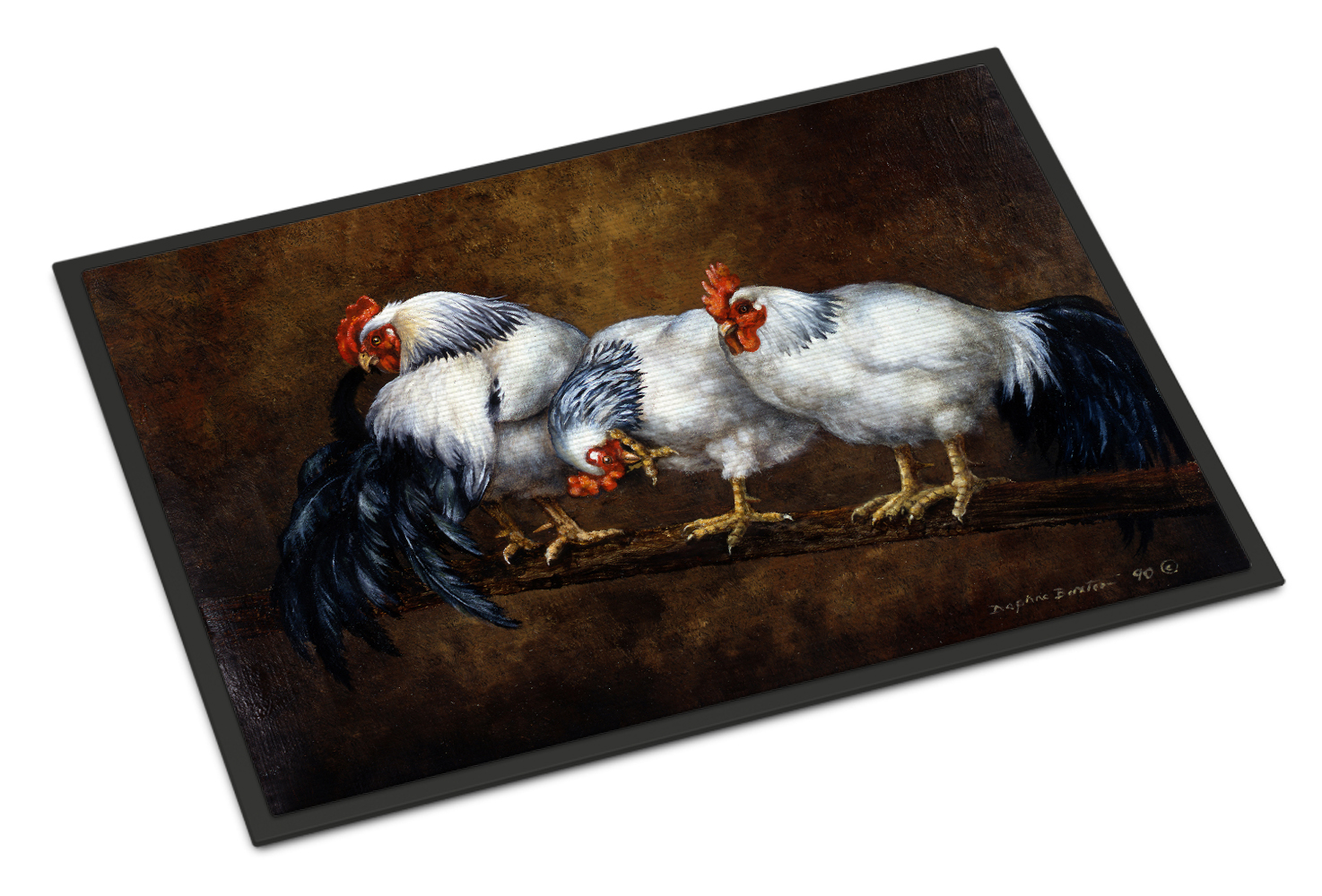 Roosting Rooster and Chickens Door Mat
