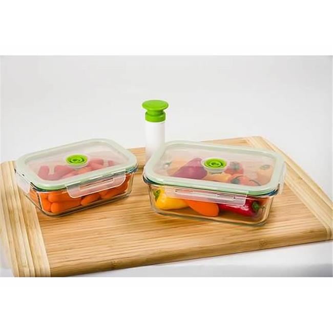 Lasting Freshness 40140 Vacuum Rectangle Glass Food Storage Containers