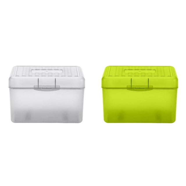 LEEYNEER Index Card Holder Index Card Box Notecard Box Flash Card Holder Index Organizer 2PC
