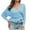 Light Blue, variant on IROINNID Womens Sweater V-Neck Pullover Sweater Solid Color Leisure Short Length Long Sleeve Tight-Fitting Pleated Knit Sweater Top