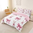 thumbnail image 3 of Erosebridal Cartoon Rabbit Queen Duvet Cover Set for Girls, Dreamy Bow Ribbon Bedding, Pink Reversible 3 Pieces, 1 Duvet Cover and 2 Pillowcases, No Comforter, 3 of 6