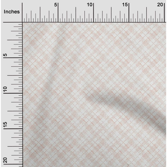 oneOone Cotton Jersey Peach Fabric Geometric Check Diy Clothing Quilting Fabric Print Fabric By Yard 58 Inches Wide