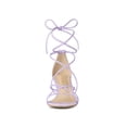 thumbnail image 6 of BLISSFUL STEP Inspired Women's Back to School Straps Kitten Heel Lace Up Sandals Light Purple 7.5, 6 of 8