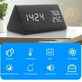 thumbnail image 2 of Mistaha LED Wood Digital Alarm with Day Date Temperature Humidity 3 Brightness Voice Control Indoor Thermometer Hygrometer for Bedside Desk Greenhouse Garden Cellar, 2 of 8