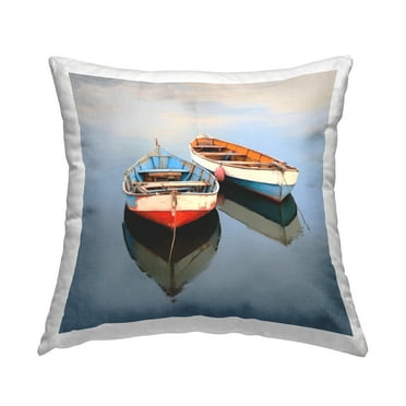 Stupell Industries Rowboats in Lake Decorative Printed Throw Pillow, 18 x 18