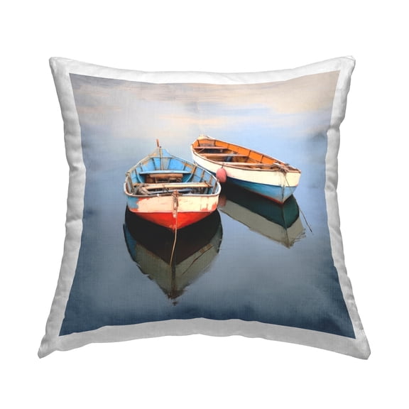 Stupell Industries Rowboats in Lake Decorative Printed Throw Pillow, 18 x 18