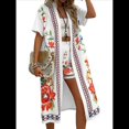 thumbnail image 3 of Bohemio Floral de Corta para Mujer, Talla Grande, con Abertura Frontal, Conjunto de 2 Piezas para Verano y Rojo L, 3 of 8