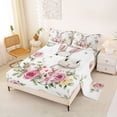 thumbnail image 2 of Erosebridal Wild Rabbit Full Size Sheets,Pink Flowers Blossom Bed Sheets For Girls Teens 4pcs, 2 of 6