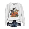 thumbnail image 2 of WHEANG Sweatshirt for Women Halloween Fashion Cat Graphic Print Crew Neck Sweatshirts Women Casual Vintage Top Women's Halloween Sweatshirt Size M White, 2 of 5