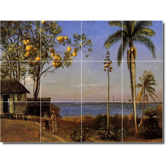 Ceramic Tile Mural-Albert Bierstadt Waterfront Painting 1. 17" w x 12.75" h using (12) 4.25 x 4.25 ceramic tiles