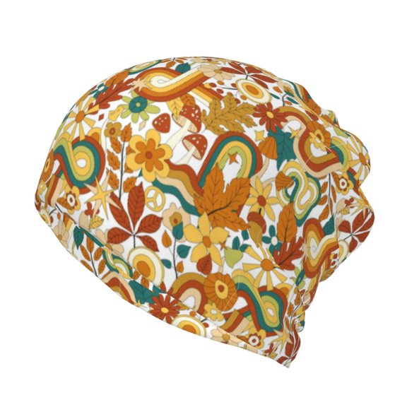 Rateoe Vintage Floral Cotton Slouchy Beanie Hat for Men/Women,Lightweight Oversize Large Thin Skull Cap Night Sleeping Cap