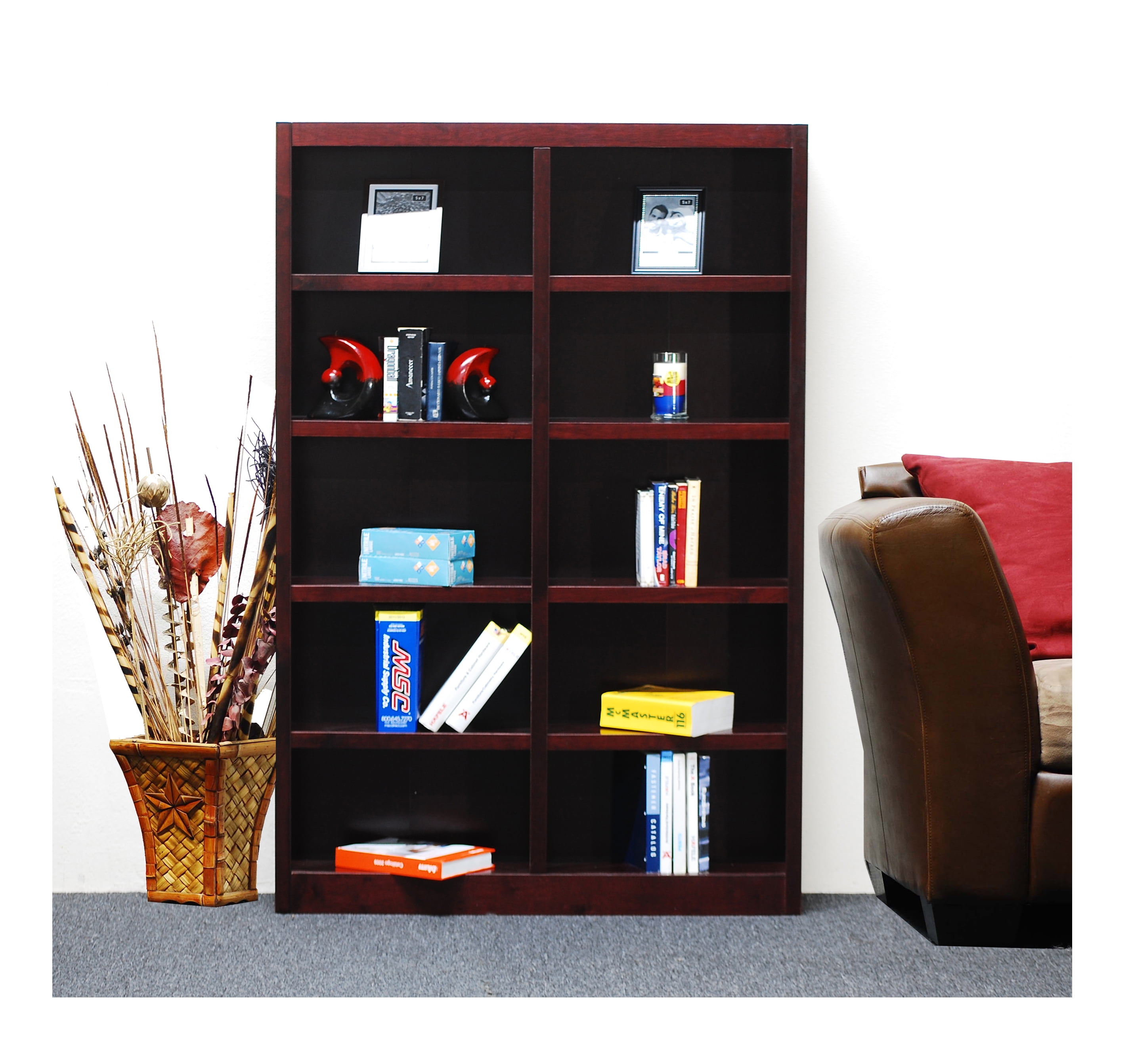Concepts In Wood 10 Shelf Double Wide, 72 Inch High Bookcase