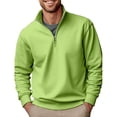 thumbnail image 2 of Blekii Men's Fleece Lined Quarter Zip Sweatshirt, Thickened Stand Collar Pullover Top, Solid Color Warm Layer for Winter, Soft Plush Interior, Casual Sporty Design, Ideal for Cold, 2 of 5