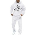 thumbnail image 2 of Jogging Suits for Men 2 Piece Set Letter Graphic Relaxed Fit Hoodie Sweatshirt and Joggers Sweatpants Sets Comfortable Fall Fashion Pullover Suits Winter Clothes Outfits, 2 of 4