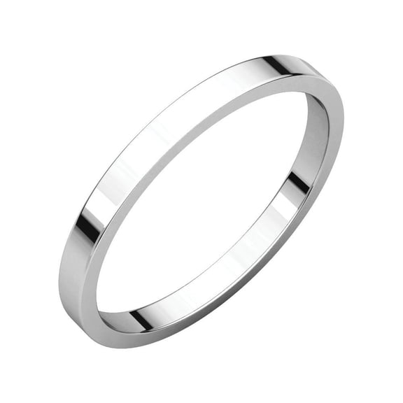 14k White Gold 2mm Flat Band Ring - 1.9 Grams - Size 8