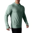 thumbnail image 2 of BiZtdJrK Mens UPF 50+ Full Zip Up Sun Protection Hoodie Jacket Lightweight Long Sleeve UV Shirts with Thumb Holes for Hiking Fishing Green S, 2 of 8