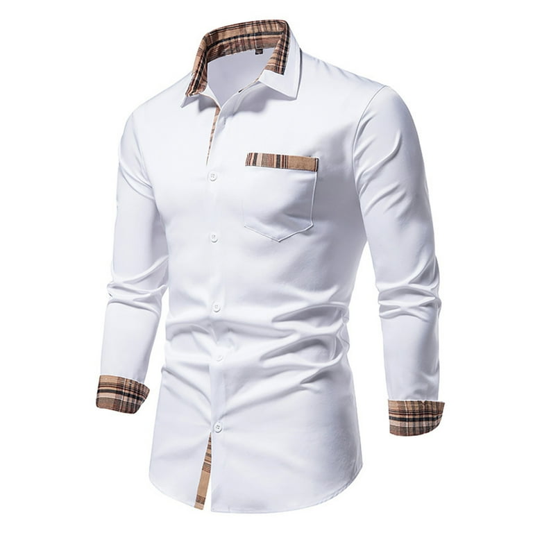walmart slim fit dress shirts Slim Fit Dress Shirts for Men Long Sleeve Casual Button Down Shirts Wrinkle  Free Dress Shirts Business Dress Shirts Men's Cotton Work Shirts