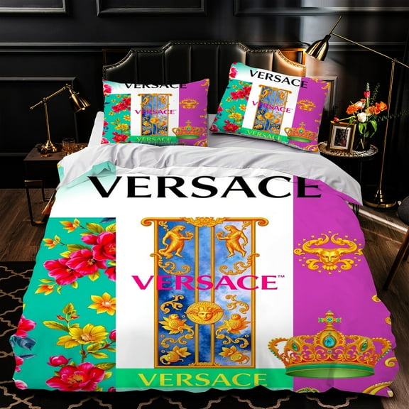 3-Piece Duvet Cover Set - Vibrant Floral Pattern Luxurious Bedding in Pink Green & Blue