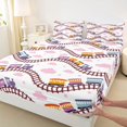 thumbnail image 4 of Manfei Cartoon Train Queen Sheets,Pink Clouds Print Queen Sheet Sets,4pcs,1 Flat Sheet, 1 Fitted Sheet and 2 Pillowcases, 4 of 6