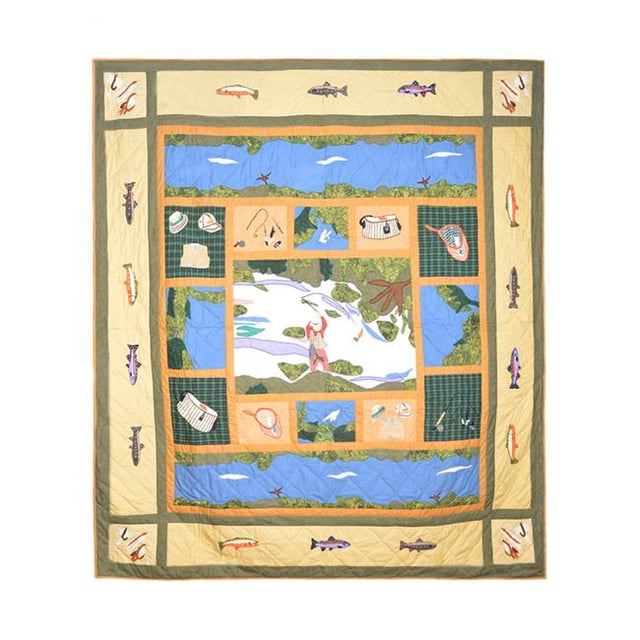 Patch Magic QQFFSH Fly Fishing- Quilt Queen 85 x 95 in.