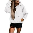 thumbnail image 3 of Daznico Women Casual Half Buttons Sweatshirt Hooded Strap Long Sleeve Loose Top Drawstring Hoodies with Pocket,Women's Hoodies & Sweatshirts-White-3XL, 3 of 5