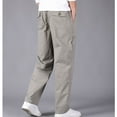 thumbnail image 4 of SWSMCLT Men's Straight Leg Casual Pants Ankle Loose Fit Casual Pants Drawstring Summer Elastic Waist Trousers Light Grey 42, 4 of 4