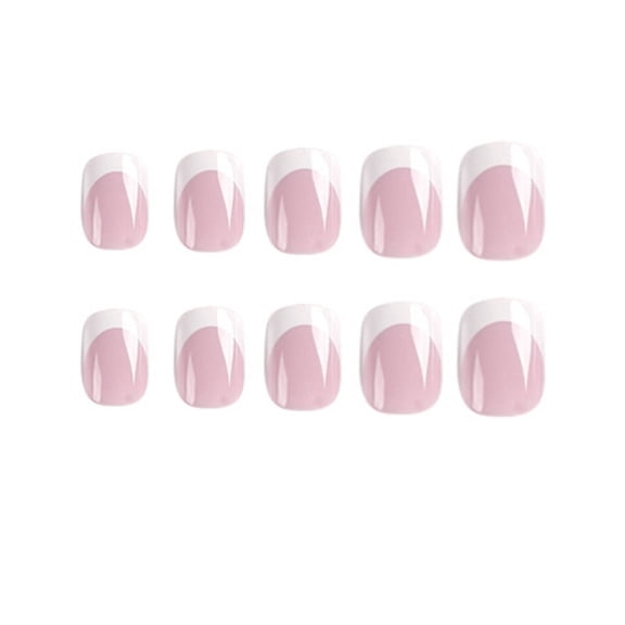 RAGUPEL 24 Pcs Press On Nails, Short Square French Tip Fake Nails, No Glue Needed Kids Nail Kit, Easy Wear for Party