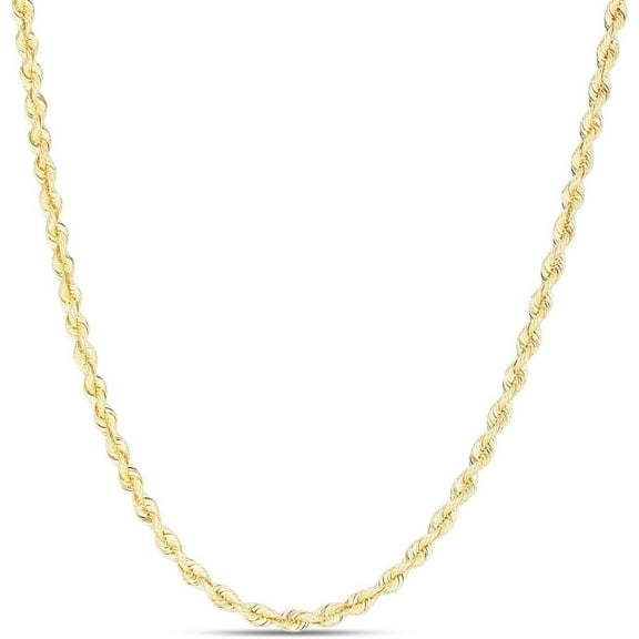 Floreo 14k Yellow Gold 3mm Solid Spiral Silk Rope Chain Necklace 24 Inch