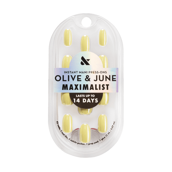 Olive & June Instant Mani Maximalist Short Round Press-On Nails, Citrus Chrome, 42 Pieces