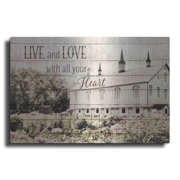 Luxe Metal Art 'Live and Love Barn' by Lori Deiter, Metal Wall Art, 36"x24"
