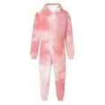 thumbnail image 3 of WOYY Toddler Girls Flannel Union Suit Pajama Tie Dyed Hooded Jumpsuit, Sizes 3-4T, 3 of 5