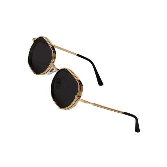 Gold Hexagon Sunglasses Double Frame UV Protection Chic Daily Wear Fashion Eyewear