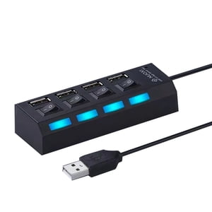 Port USB Hub Splitter 4 Port USB 2.0 Hub for Laptop USB Port Expander with On/Off Individual Compatible for All USB Device