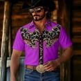thumbnail image 2 of xfsWaSs Western Cowboy Shirts For Men Casual Button Down Short Sleeve Shirt Floral Embroidered Festival Shirts Holiday Celebration Retro Party Tops, 2 of 4