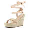 thumbnail image 1 of BLISSFUL STEP Sandales Compensées à Plateforme Espadrille à Lacets pour Femmes à Brides Croisées, 1 of 7