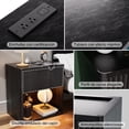 thumbnail image 2 of Single Drawer Bedside Table Nightstand Open Shelf Bedside Cabinet with Charging Station Side Table with Power Outlet Wood Bedside Desk with One Drawer for Bedroom Living Room Home Office Black, 2 of 13