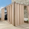 thumbnail image 5 of TOPCHANCES Outdoor Curtains Waterproof Windproof 3D Embossed Pattern Curtain for Patio, Porch, Pergola, Gazebo, Grommet Top and Tab Bottom Drape, 2 Panels, 52x108 inch, Beige, 5 of 12