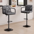 thumbnail image 6 of Daluvenix Bar Stools Set of 2， PU Leather Adjustable Swivel Barstools，Hydraulic Counter Height Bar Chairs with Armrest Back for Kitchen Island，Gray, 6 of 9