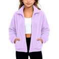 thumbnail image 2 of Edvintorg Girls Fleece Jacket Solid Color Stand Collar Casual Coat Fall Winter Long Sleeve Zip up Outerwear with Pocket Clothes for Teen Girls Size 4-15, 2 of 9