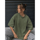 thumbnail image 5 of Camisetas Oversize para Mujer, Camisetas Vintage de Algodón, Cuello Redondo, Corta, Túnicas Lavadas de Verano. Verde 5XL, 5 of 9
