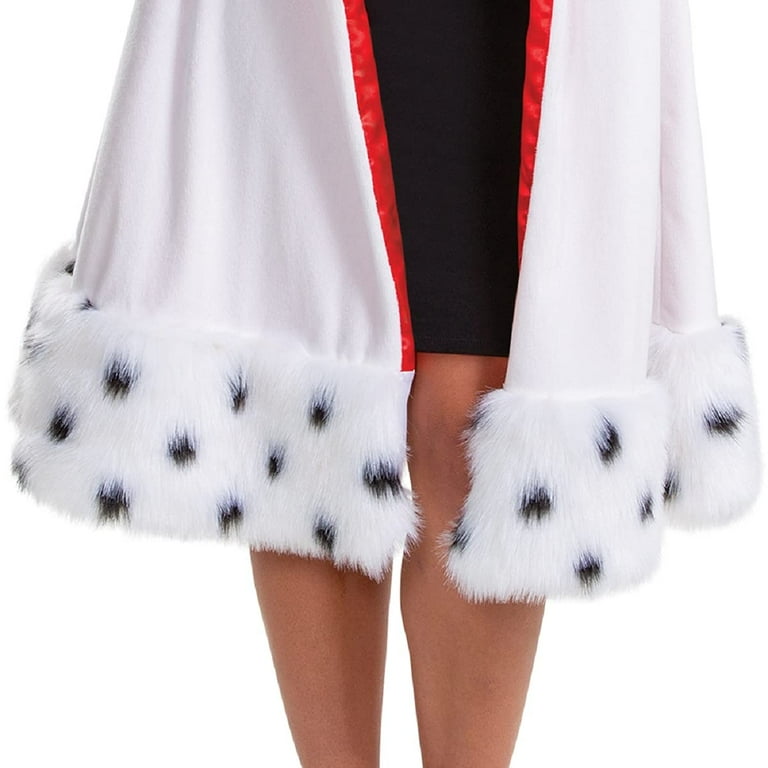 101 Dalmatians Womens Adult Deluxe Cruella De Vil Faux Fur Jacket Costume L
