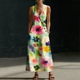 thumbnail image 6 of Zpzdpjkx Women's Summer Boho Floral Tank Dress Lightweight Button Front Pocketed Casual Loose Beach Maxi Dress Multicolor 3XL, 6 of 9