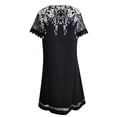thumbnail image 5 of EQWLJWE Robes pour Femmes Robes pour Femmes Mode 2023 Femmes Décontracté Col en V Imprimé Ample Dentelle Couture Manches Courtes Robe Jupe, 5 of 5