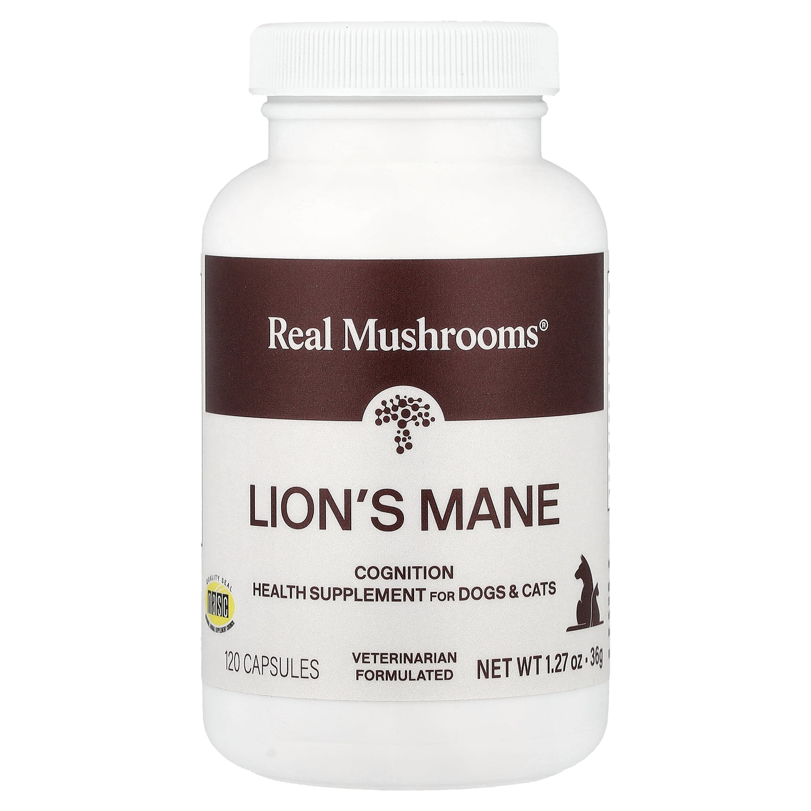 Real Mushrooms Lion's Mane, For Dogs & Cats, 120 Capsules