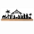 thumbnail image 2 of Fiudx Belén, Decoración Navideña de Metal Negro, Base de Madera con Luz de Estrella, Adorno Religioso de Mesa, Decoración Navideña para Interiores, Idea de Regalo Original, Tamaño 50 X 8,3 Cm, 2 of 6