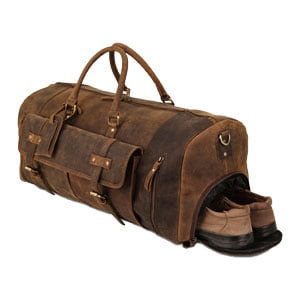 Full-Grain Leather Travel Duffel Bag for Men & Women – Overnight, Weekend, Sports & Gym Duffle Bag