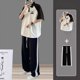 thumbnail image 3 of Conjuntos de pantalones negros para hombre, pantalones deportivos para correr, camisetas, pantalones, trajes para hombre, jogging, básicos, elásticos, tendencias, disfraces, esenciales, tallas S, 3 of 4