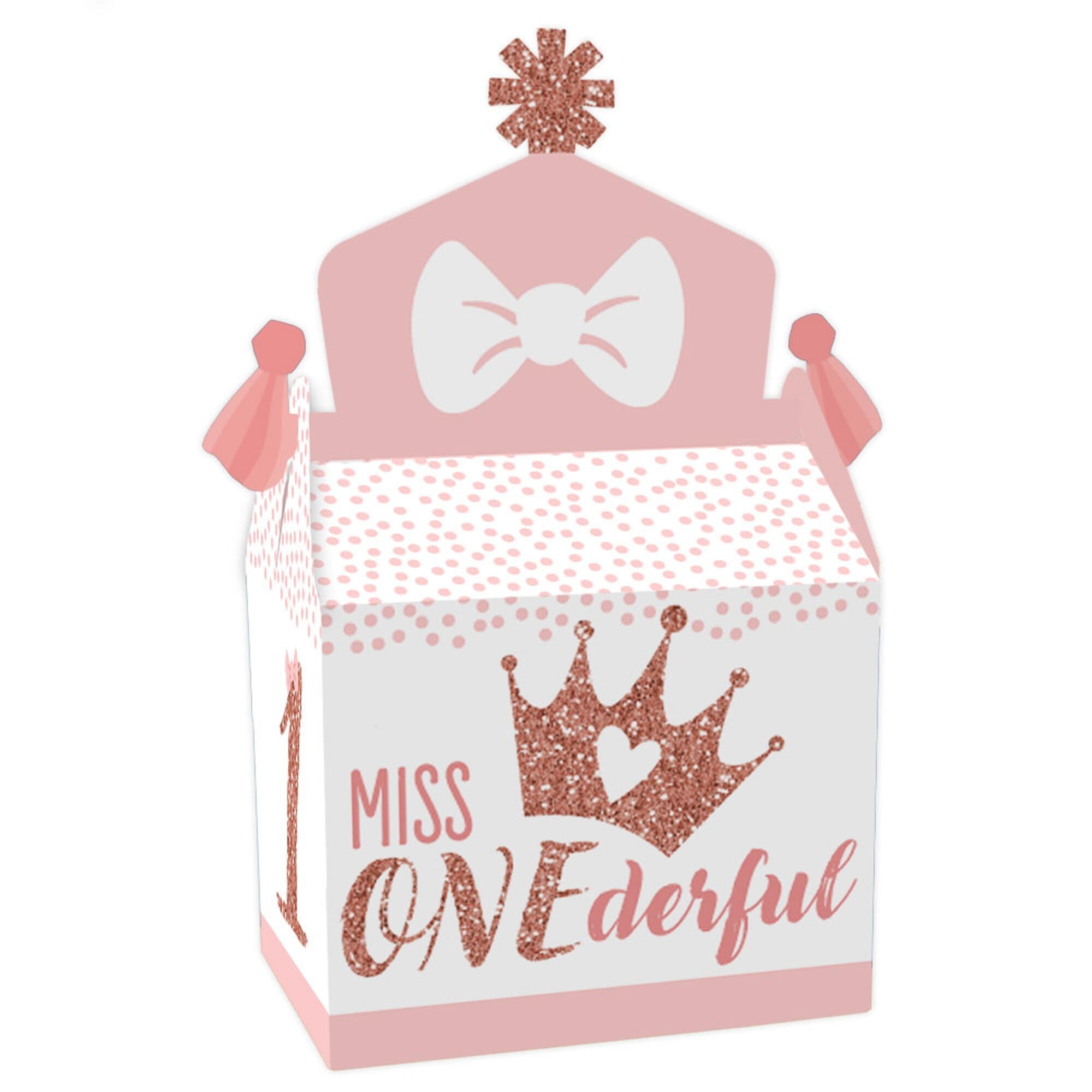 Big Dot Of Happiness 1st Birthday 'Little Miss Onederful' Goodie Bags - Set Of 12, DIY Fillable Party Favor Boxes - View #5